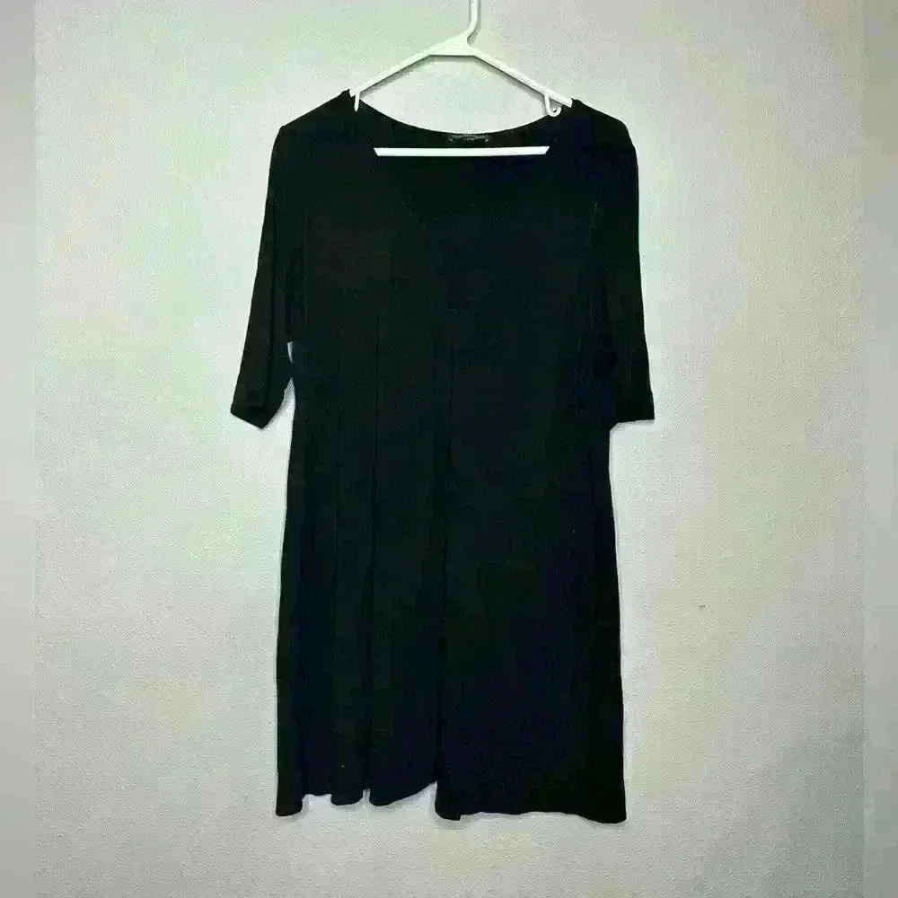 Eileen fisher v neck black swing dress women’s medium viscose